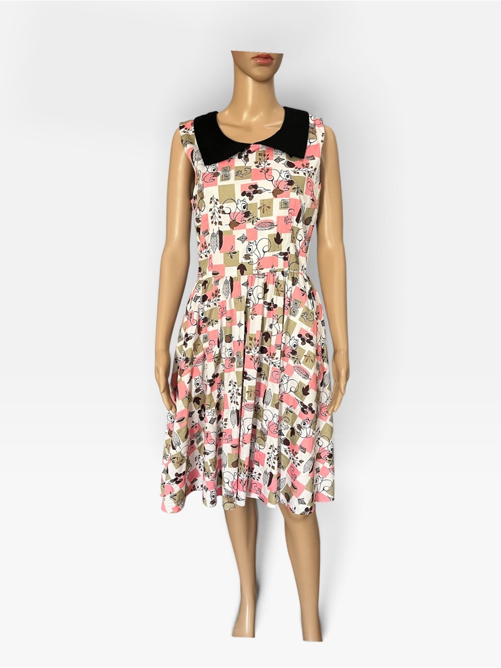 Pinup Couture Squirrel Acorn Novelty Print Swing Dress Retro 50s-M